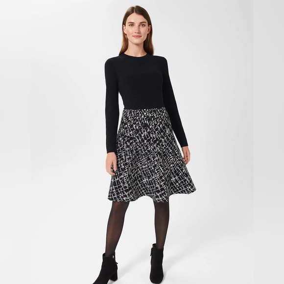 Hobbs London Knit Fit and Flare Dress - Picture 1 of 6